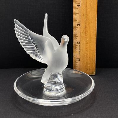 LOT 57: Vintage Lalique France Frosted Dove Ring Dish