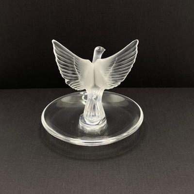 LOT 57: Vintage Lalique France Frosted Dove Ring Dish