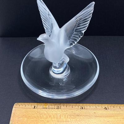 LOT 57: Vintage Lalique France Frosted Dove Ring Dish