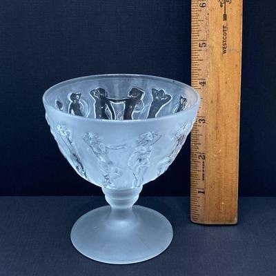 LOT 60: Circa 1928 Vintage Dancing Nymphs Plate & Sherbert Bowl Art Deco by Consolidated Glass