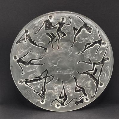 LOT 60: Circa 1928 Vintage Dancing Nymphs Plate & Sherbert Bowl Art Deco by Consolidated Glass