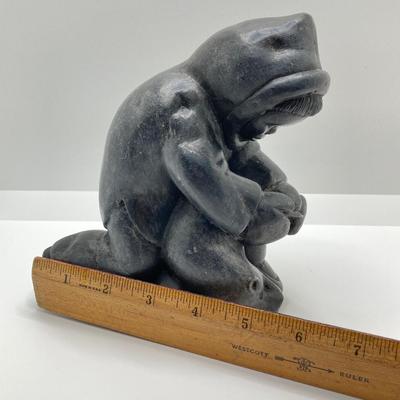 LOT 65: Carved Inuit Art Soapstone Sculpture
