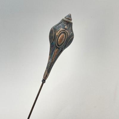 LOT 67: Vintage Sterling Silver Hat Pins & Vintage Silver-Plated Shoe Pin Cushion