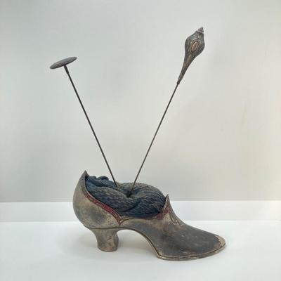 LOT 67: Vintage Sterling Silver Hat Pins & Vintage Silver-Plated Shoe Pin Cushion