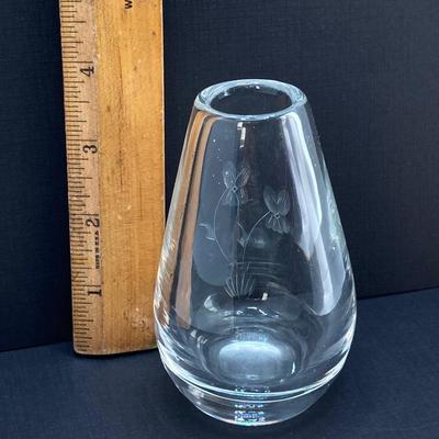 LOT 68: Vintage Hat Pin Collection with Etched Crystal Vase