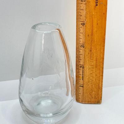 LOT 70: Collection of Vintage Hat Pins and Etched Crystal Vase