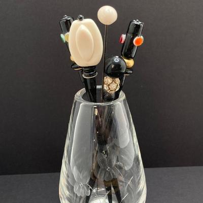 LOT 71: Vintage Hat Pins - Black Lacquer, Asian Style and More