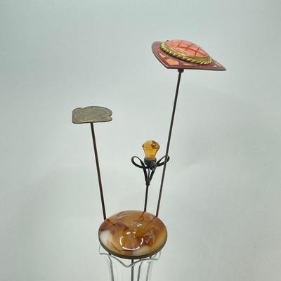 LOT 72: Collection of Beautiful Vintage Hat Pins along with a Sterling & Crystal Bud Vase