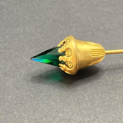 LOT 73: Collection of Unique Vintage Bejeweled Hat Pins with Sterling/Crystal Bud Vase