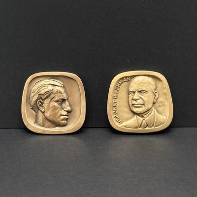 LOT 77: George Gershwin Bronze Token Medal and Herbert H. Lehman Bronze Token Medal