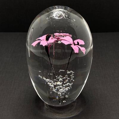 LOT 80: Pair of Vintage Signed Daum France Handblown Art Glass Paperweights