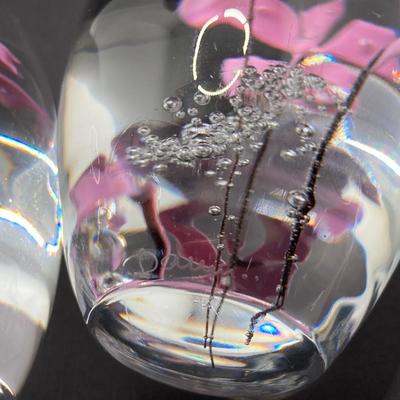 LOT 80: Pair of Vintage Signed Daum France Handblown Art Glass Paperweights