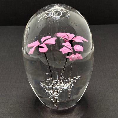 LOT 80: Pair of Vintage Signed Daum France Handblown Art Glass Paperweights