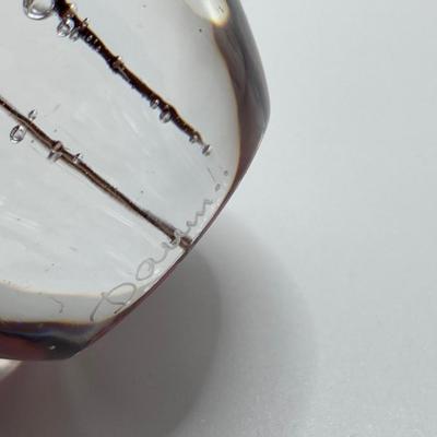 LOT 80: Pair of Vintage Signed Daum France Handblown Art Glass Paperweights