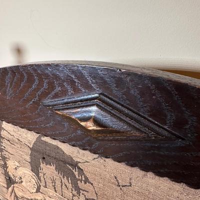 LOT 109: Barley Twist Oak Framed Tapestry Fire Screen w/ Framed Floral Beadwork Tapestry