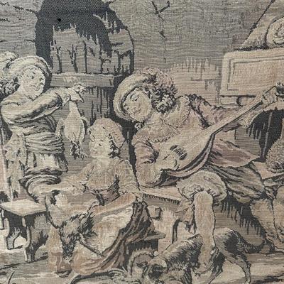 LOT 109: Barley Twist Oak Framed Tapestry Fire Screen w/ Framed Floral Beadwork Tapestry