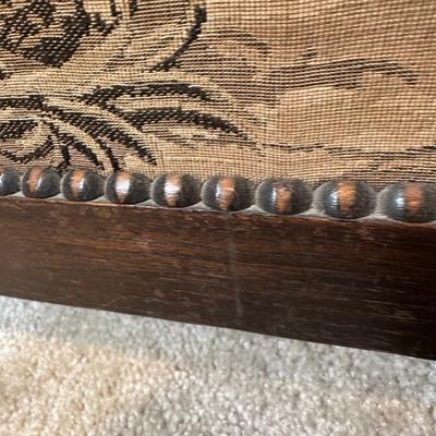 LOT 109: Barley Twist Oak Framed Tapestry Fire Screen w/ Framed Floral Beadwork Tapestry