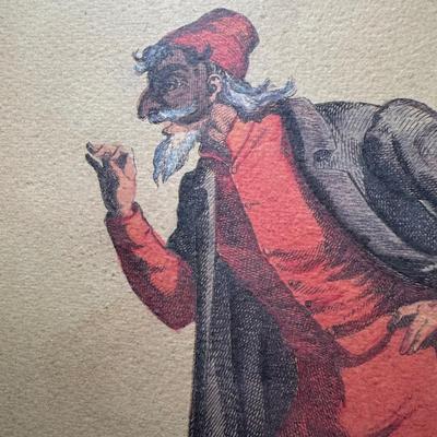 LOT 111: Four Framed Commedia Dell'Arte Figures