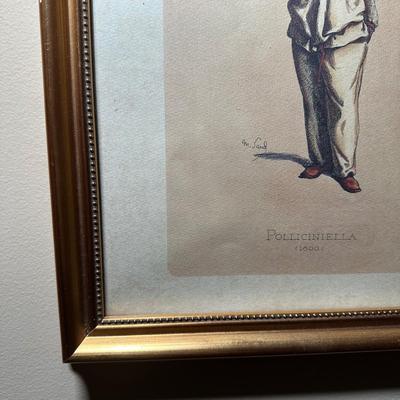 LOT 111: Four Framed Commedia Dell'Arte Figures