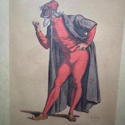 LOT 111: Four Framed Commedia Dell'Arte Figures