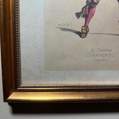 LOT 111: Four Framed Commedia Dell'Arte Figures