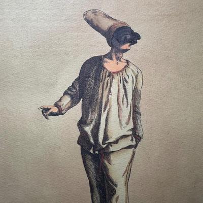 LOT 111: Four Framed Commedia Dell'Arte Figures