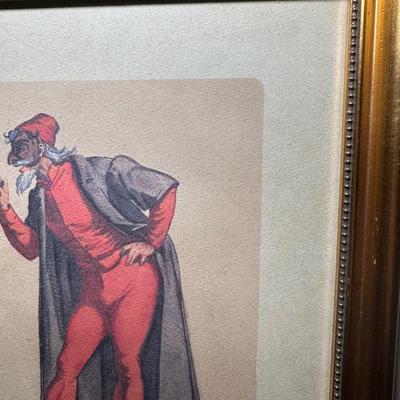 LOT 111: Four Framed Commedia Dell'Arte Figures