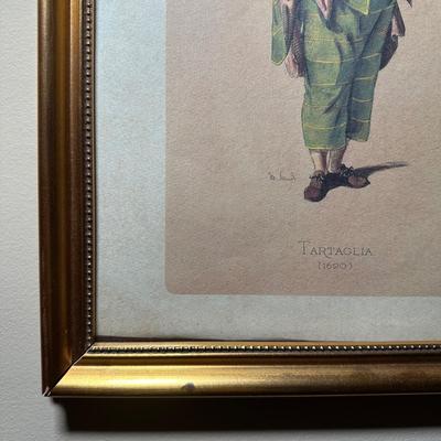 LOT 111: Four Framed Commedia Dell'Arte Figures