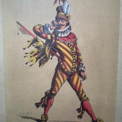 LOT 111: Four Framed Commedia Dell'Arte Figures