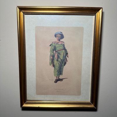 LOT 111: Four Framed Commedia Dell'Arte Figures