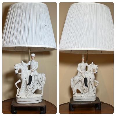 LOT 112: Matching Staffordshire Pottery Lamps
