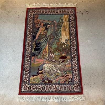 LOT 113: Vintage Persian Pictorial Rug