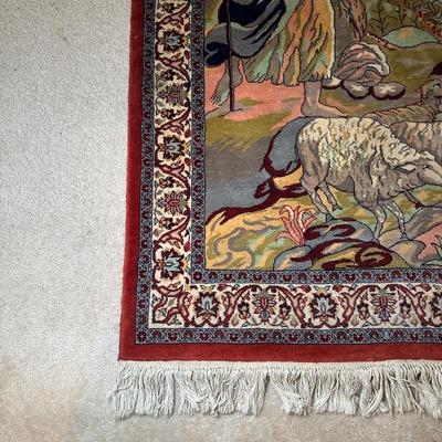 LOT 113: Vintage Persian Pictorial Rug