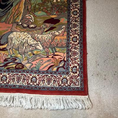 LOT 113: Vintage Persian Pictorial Rug