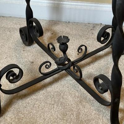 LOT 114: Vintage Asian Planters w/ Wrought Iron Plant Stand