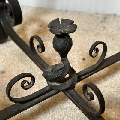 LOT 114: Vintage Asian Planters w/ Wrought Iron Plant Stand