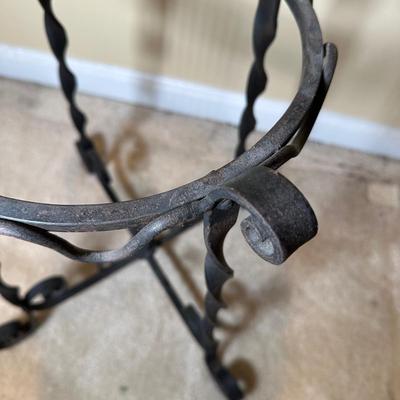 LOT 114: Vintage Asian Planters w/ Wrought Iron Plant Stand