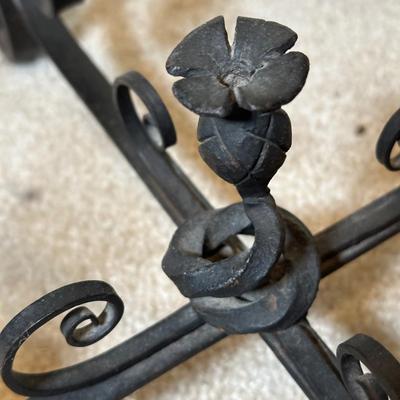 LOT 114: Vintage Asian Planters w/ Wrought Iron Plant Stand