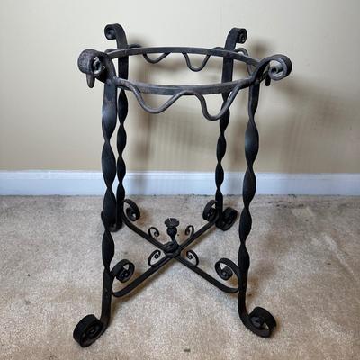 LOT 114: Vintage Asian Planters w/ Wrought Iron Plant Stand