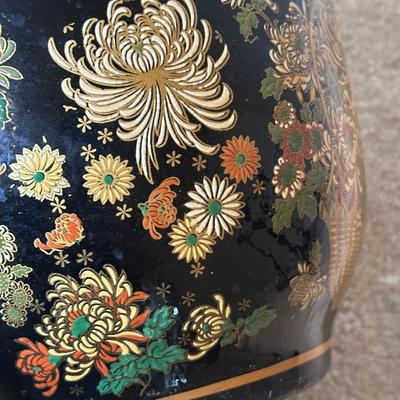 LOT 114: Vintage Asian Planters w/ Wrought Iron Plant Stand