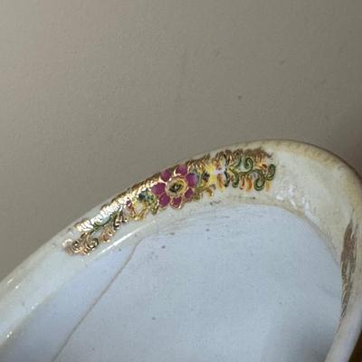 LOT 114: Vintage Asian Planters w/ Wrought Iron Plant Stand