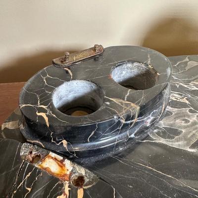 LOT 115: Vintage Art Deco Marble Desk Set w/ 22k Gold Plated Letter Opener & More