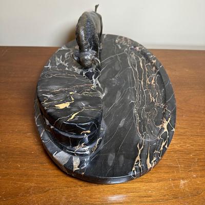 LOT 115: Vintage Art Deco Marble Desk Set w/ 22k Gold Plated Letter Opener & More