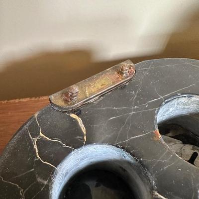 LOT 115: Vintage Art Deco Marble Desk Set w/ 22k Gold Plated Letter Opener & More