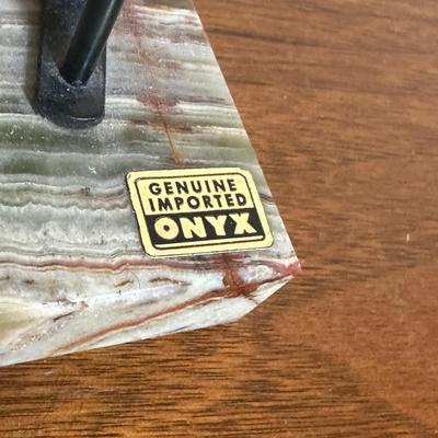 LOT 115: Vintage Art Deco Marble Desk Set w/ 22k Gold Plated Letter Opener & More