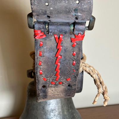 LOT 117: Vintage European Brass Cowbell w/ Leather Strap