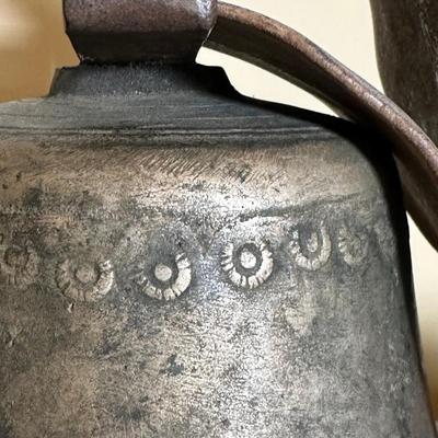 LOT 117: Vintage European Brass Cowbell w/ Leather Strap