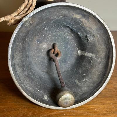 LOT 117: Vintage European Brass Cowbell w/ Leather Strap