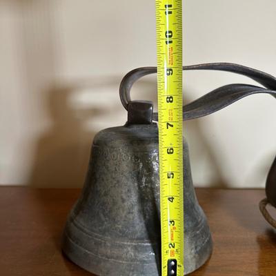LOT 117: Vintage European Brass Cowbell w/ Leather Strap