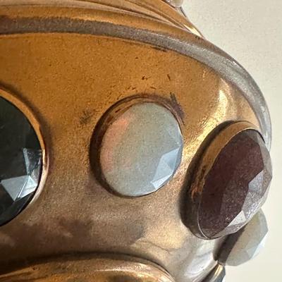 LOT 119: Beautiful Pierced Brass Jeweled Light Fixture